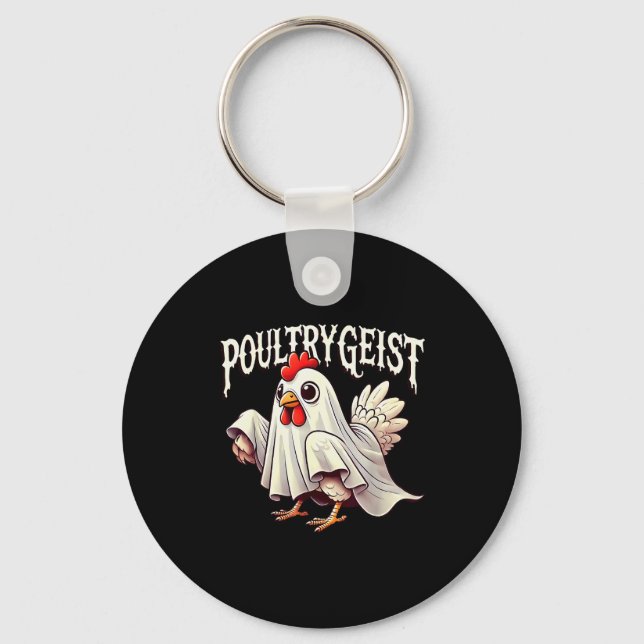 Chaveiro Chicken Ghost Ultrygeist Funny Halloween Farmer  (Frente)