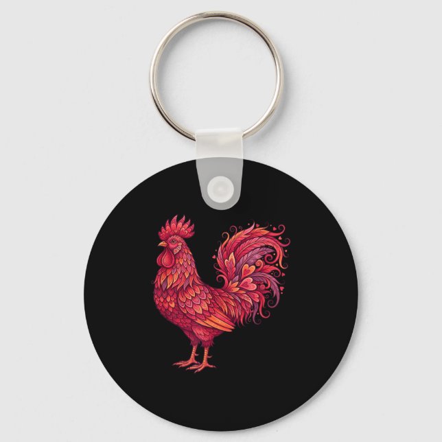 Chaveiro Chicken Valentines Day Heart For Farmers Cute Chic (Frente)