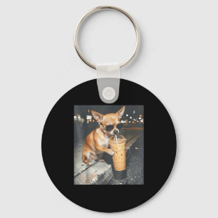 Chaveiro Chihuahua bebendo café gelado meme engraçado de an