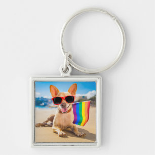 Chaveiro Chihuahua Dog na praia