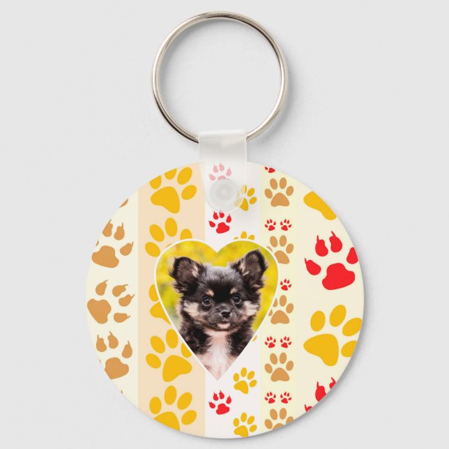 Chaveiro Chihuahua Heart Paw Prints (Frente)