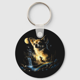Chaveiro Chihuahua howling to the moon vintage funny