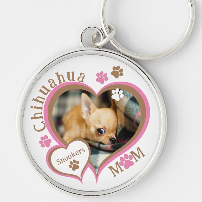 Chaveiro Chihuahua Mãe Nome Personalizado e Foto (Frente)