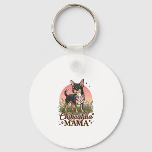 Chaveiro Chihuahua Mama Cachorro Bandana Floral Rosa_1