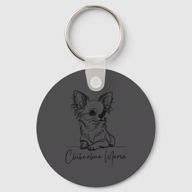 Chaveiro Chihuahua Mama Long Haired Chihuahua Mom Cute Dog  (Frente)