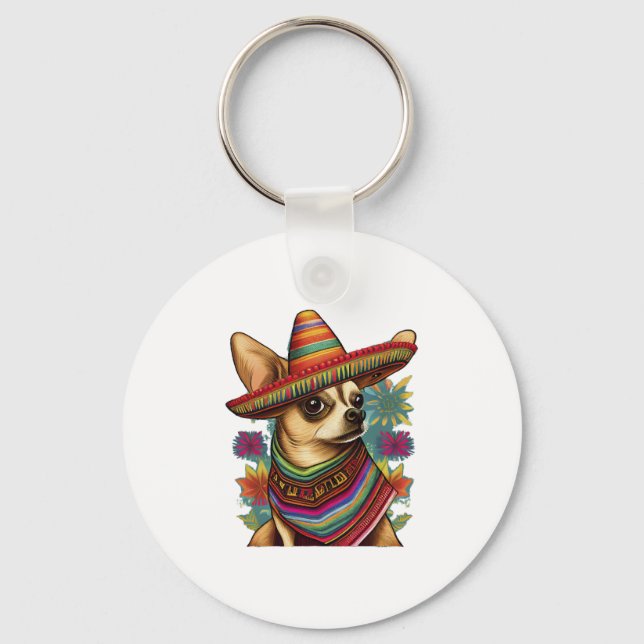 Chaveiro Chihuahua Mexico Cinco de Mayo Funny Dog (Frente)