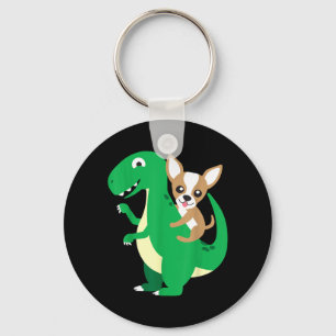 Chaveiro Chihuahua Montando Dinossauro T-Rex Dino Cachorro 