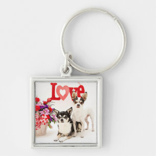 Chaveiro Chihuahua's, Flores e Amor