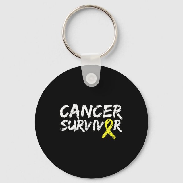 Chaveiro Childhood Cancer Survivor Yellow Ribbon Awareness  (Frente)