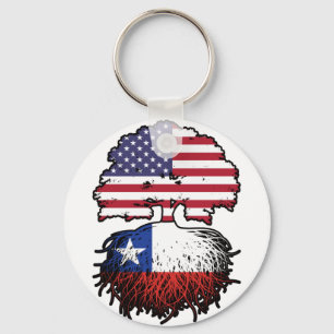 Chaveiro Chile Chilean American USA Tree Roots Flag