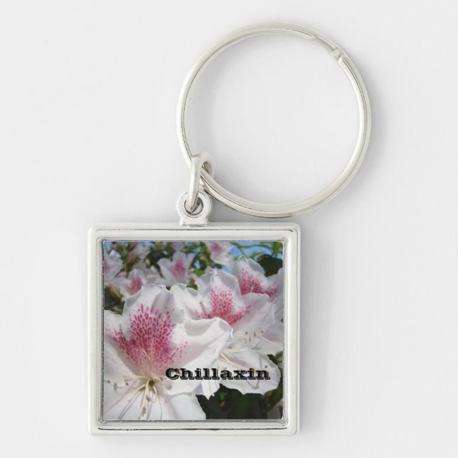 Chaveiro Chillaxin Flores de Azaléia Rosa Branco (Frente)
