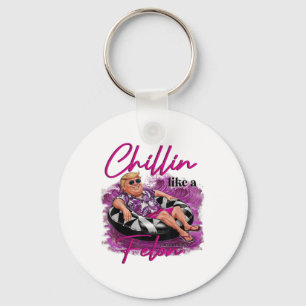 Chaveiro Chillin Como Um Felon Retro Verão Rosa Engraçado