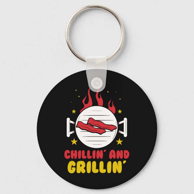 Chaveiro Chillin 'e Grillin' Grelhando Churrasco Churrasco  (Frente)