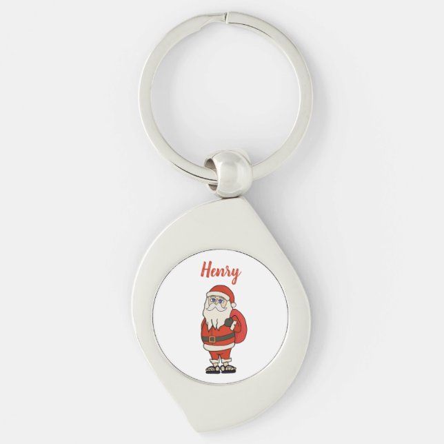 Chaveiro Chinelos de Natal personalizados do Papai Noel (Frente)