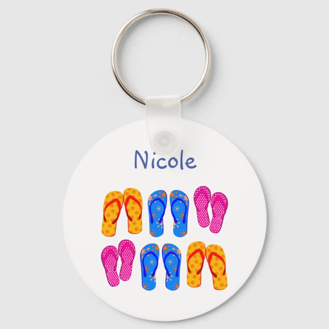 Chaveiro Chinelos de nome personalizado Sandal Summer (Frente)