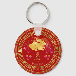 Chaveiro Chinês Zodiac Rabbit Vermelho/Dourado ID542