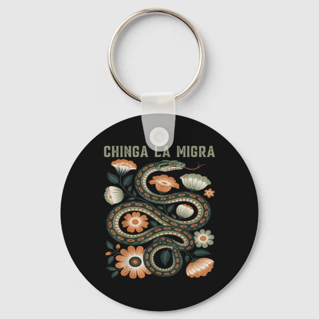 Chaveiro Chinga La Migra Imigração Flores Cobra G (Frente)