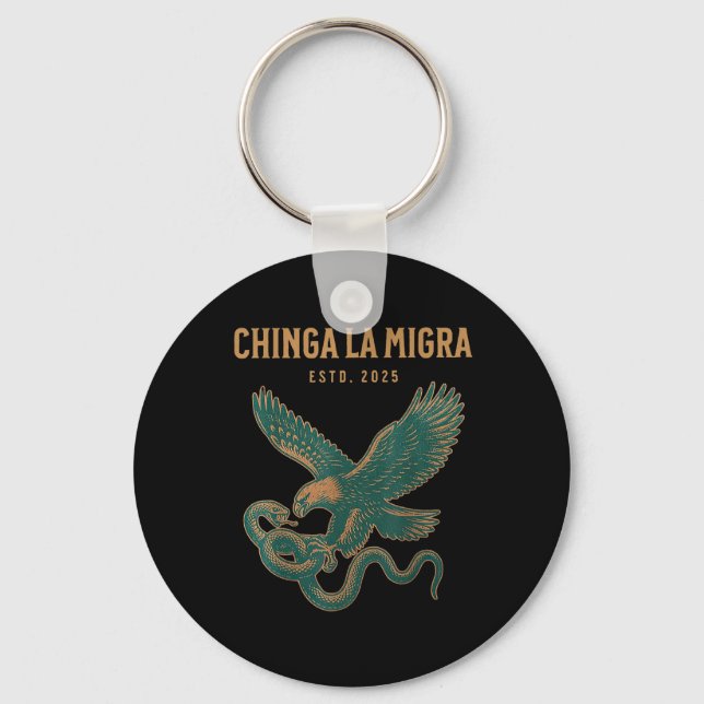 Chaveiro Chinga La Migra Pró Imigração Fascismo Direitos Hu (Frente)