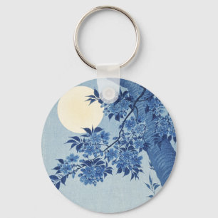 Chaveiro Chinoiserie Azul-Marinho Flor de Cerejeira & Lua C