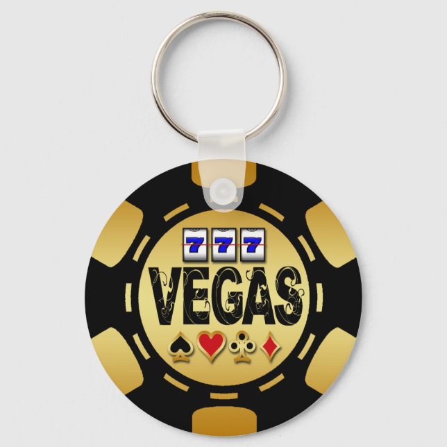 CHAVEIRO CHIP DE POKER DOURADO E PRETO DO VEGAS (Frente)