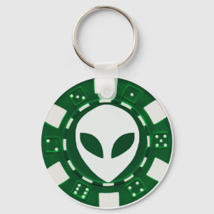 Chaveiro chip de pôquer alienígena verde