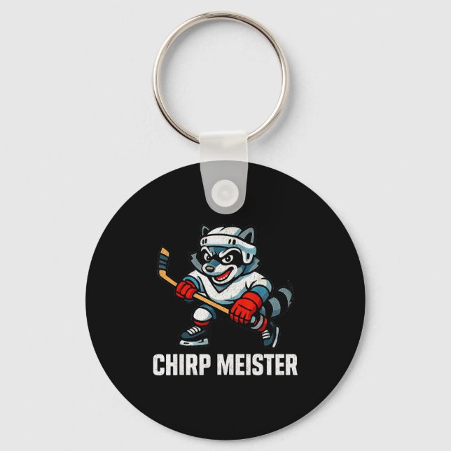 Chaveiro Chirp Meister Funny Hockey Raccoon Traalker  (Frente)