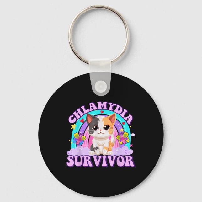 Chaveiro Chlamydia Sobrevivente Cat Meme Camisas Engraçadas (Frente)