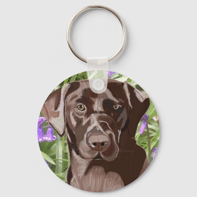Chaveiro Chocolate Brown Labrador contra Bluebeldes (Frente)