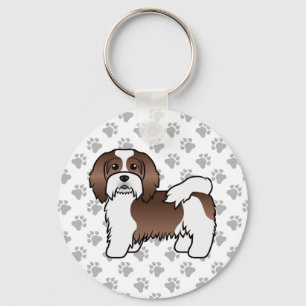 Chaveiro Chocolate E Cão De Cartoon Branco Havanês