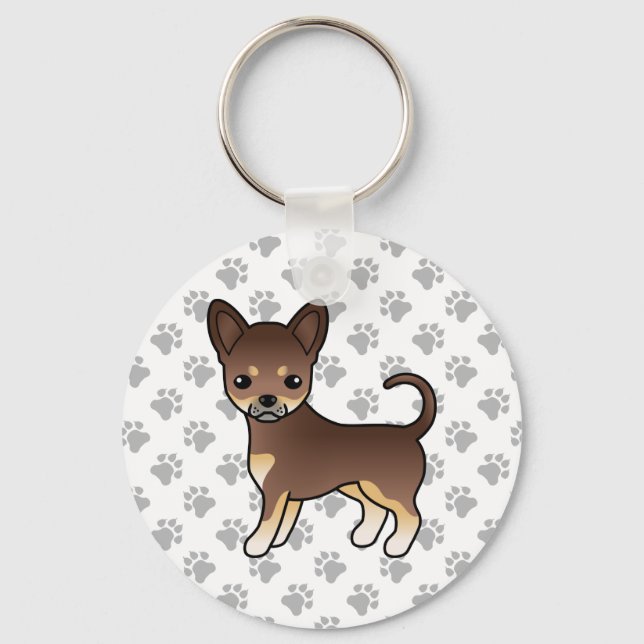Chaveiro Chocolate E Tan Casaco Chihuahua Cachorro E Patas (Frente)