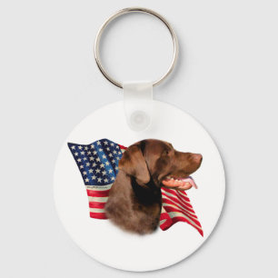 Chaveiro Chocolate Labrador Retriever American Flag