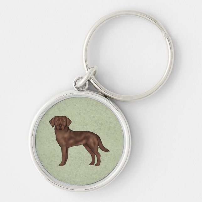Chaveiro Chocolate Labrador Retriever Cartoon Verde (Frente)