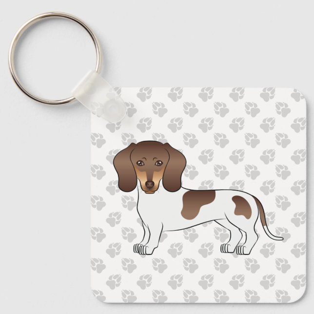 Chaveiro Chocolate & Tan Patas de Cão de Pelo Curto Dachshu (Frente)