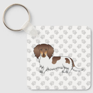 Chaveiro Chocolate & Tan Piebald Longa Dachshund & Paws