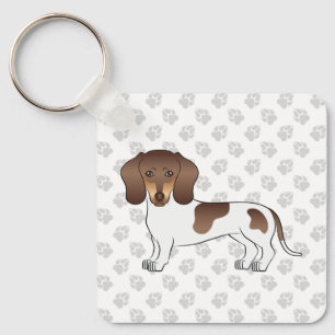 Chaveiro Chocolate & Tan Pied Cabelo Curto Dachshund & Paws