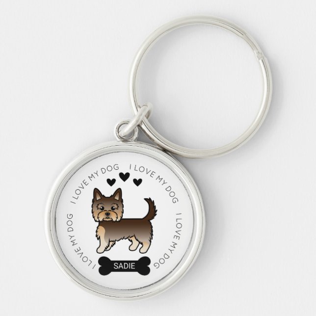Chaveiro Chocolate Yorkshire Terrier Dog Love & Name (Frente)