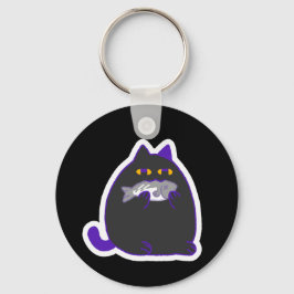 Chaveiro Chonky Black Cat with a Fish Keychain