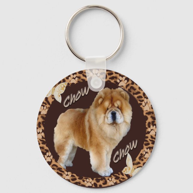 Chaveiro Chow Chow Leopard com Pawprint (Frente)