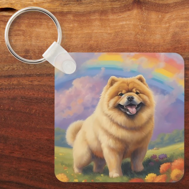 Chaveiro Chow Chow Memorial Custom Dog Nome Rainbow Bridge (Frente)