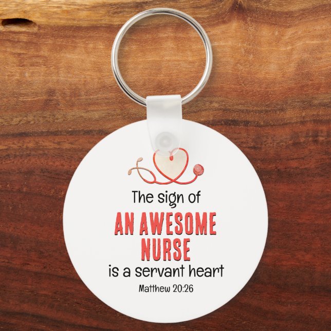 Chaveiro Christian AWESOME NURSE SERVANT HEART Personalizáv (Frente)