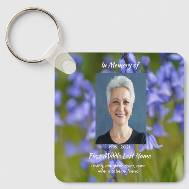 Chaveiro Christian Bluebells Flowers Memorial Keepsake  (Frente)