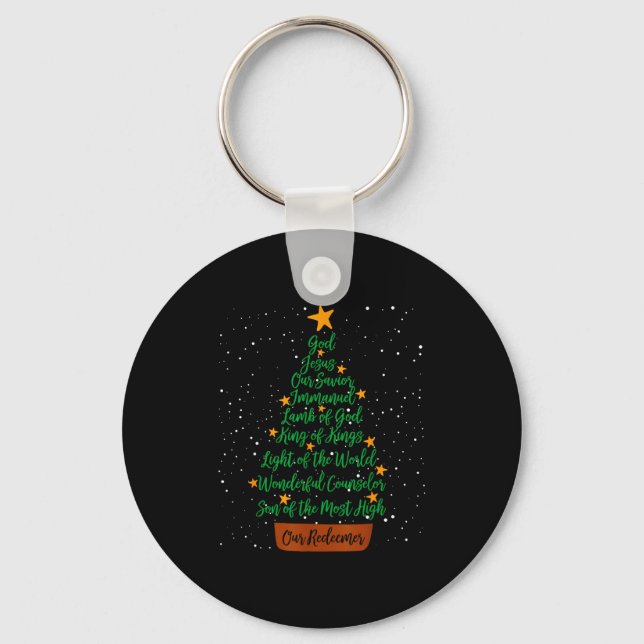 Chaveiro Christian Christmas Jesus Bible Names Xmas Tree Sh (Frente)