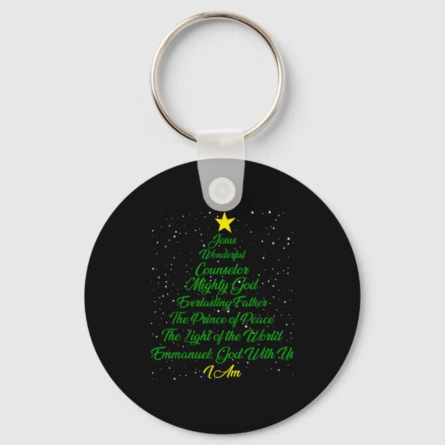 Chaveiro Christian Christmas Jesus Bible Names Xmas Tree Sh (Frente)
