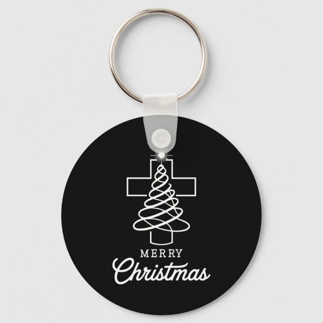 Chaveiro Christian Cross Jesus Merry Christmas Xmas Tree Ho (Frente)