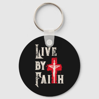 Chaveiro Christian Cross Scripture Live By Faith 