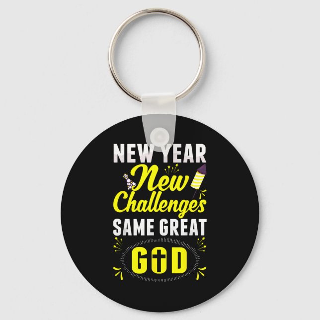 Chaveiro Christian Happy New Year New Challenges Same Great (Frente)