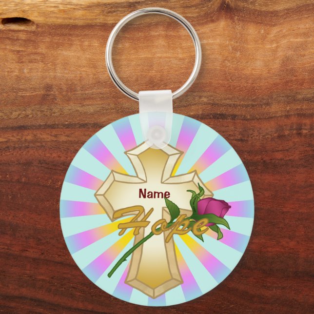 Chaveiro Christian Hope Rosa Cross (Frente)