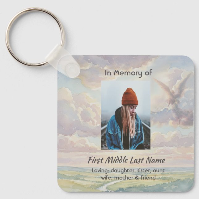 Chaveiro Christian Memorial Keepsake Angel Sky Clouds (Frente)