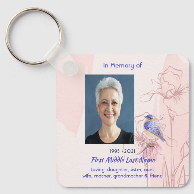 Chaveiro Christian Memorial Keepsake  Bluebird Garden  (Frente)