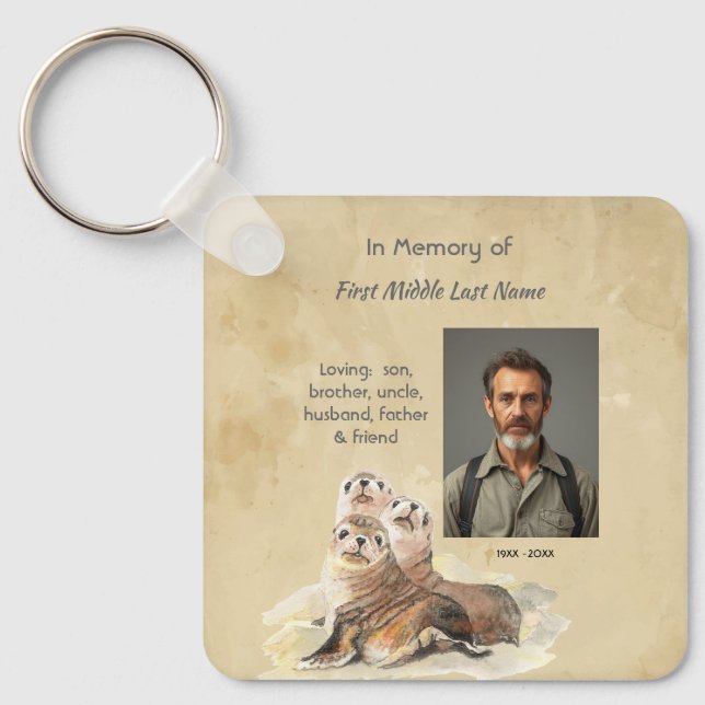 Chaveiro Christian Memorial  Watercolor Seals Animals (Frente)